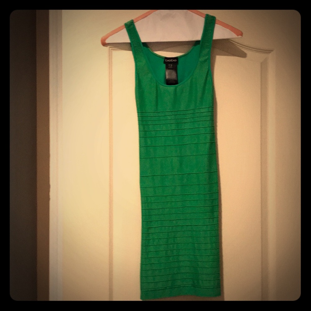 Bebe size S green bodycon dress. Used once.